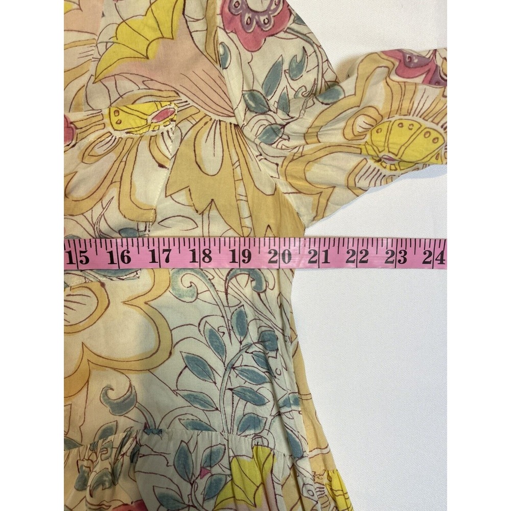 Anthropologie Maeve Women's 8 Popover Blouse Swirl Floral V Neck Bohemian Top - Picture 6 of 7